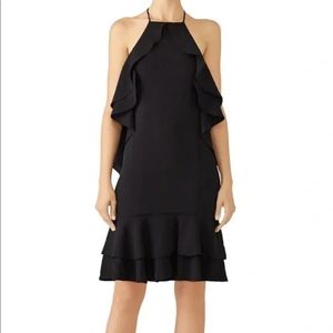Fame and Partners Margaux Halter Ruffle Sheath Dress in Black Size 6